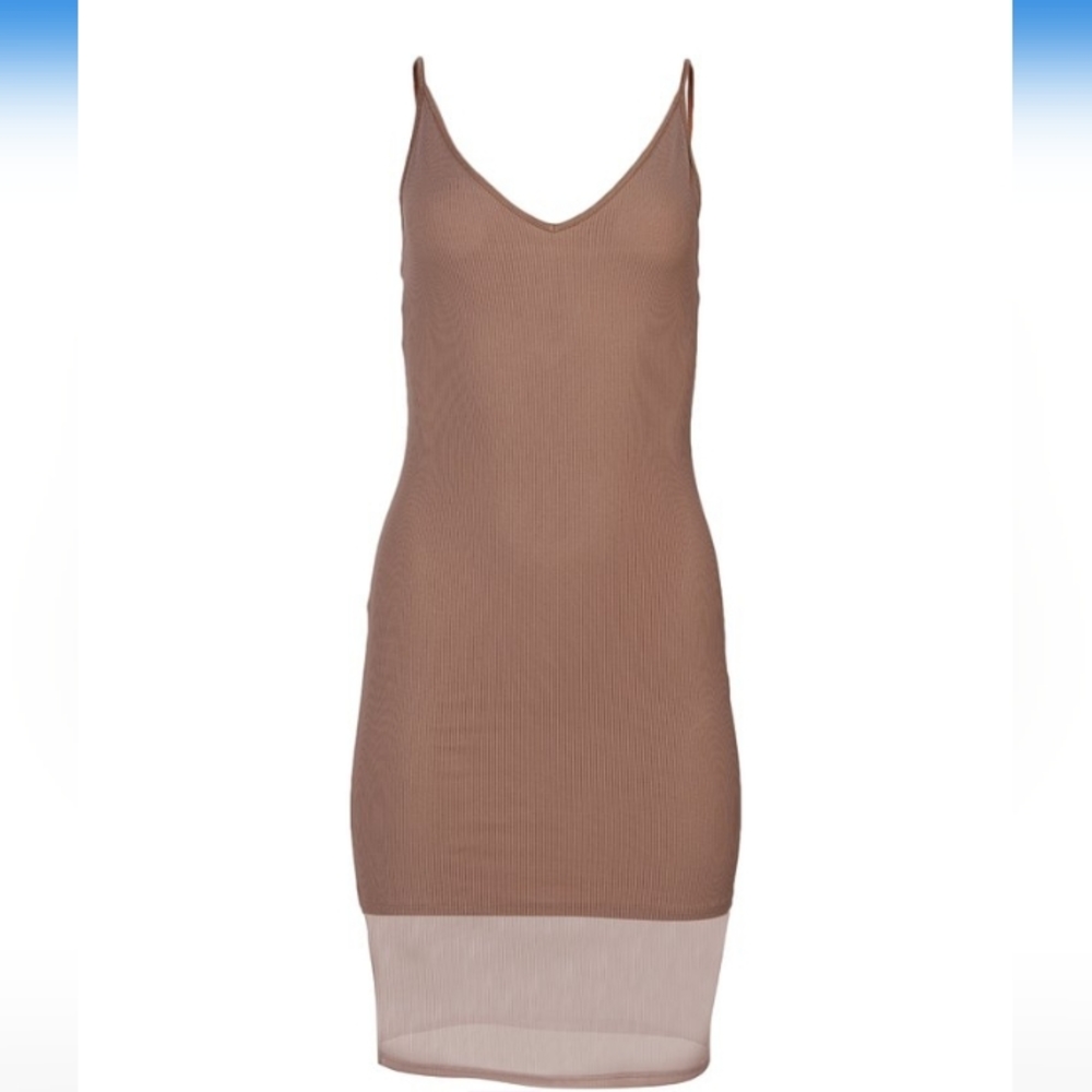 Tan Brown sheer hem sleeveless dress
